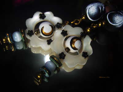 Волшебные серьги с перламутром "Сказка о Снежных Крыльфах", новогодний подарок