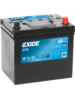 АККУМУЛЯТОР АВТОМОБИЛЬНЫЙ EXIDE EFB EL604 (Азиатский тип корпуса) R+ 60Ah 520А (En)