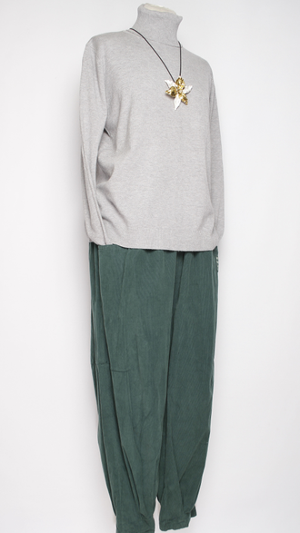 Брюки Бохо вельветовые "БАНАНЫ" малахит р.48-54