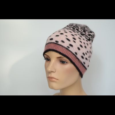 Пятнистая вязаная шапка розовая Vizio Италия ZS 8077 CY