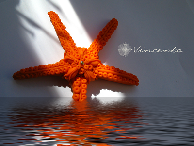 Кулон с яркой морской звездой "Asteroidea"