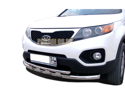 Защита переднего бампера двойная с перемычками d60/42 для Kia Sorento (2009-2012)