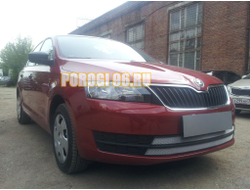 Защита радиатора Skoda Rapid 2013-2017 (2 части) chrome