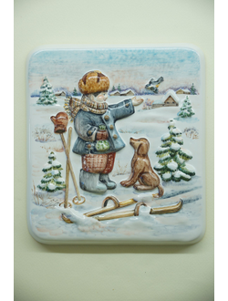 Плакетка "Мальчик с синичкой"