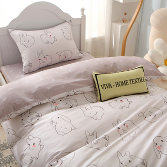 Комплект детского постельного белья Сатин Люкс KIDS rabbits 100% хлопок CDK032 размер 150*210 см(160*230 см)