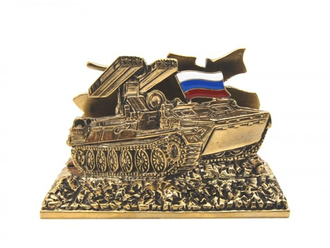Латунная визитница "Танк" в подарок военному.