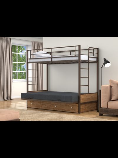 Двухъярусная кровать-диван Дакар 1 Коричневый (вставки дуб крафт табак)