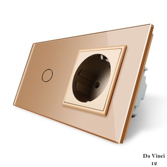Одноклавишный сенсорный выключатель livolo с розеткой золотого цвета