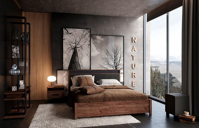 Композиция спальни NATURE (НАТУРА) Дуб табачный Craft-Черный