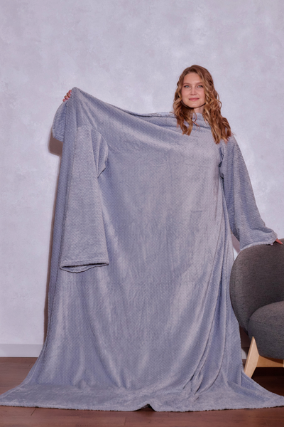 Плед с рукавами "Сиреневый бриз" из микрофибры (велсофта)