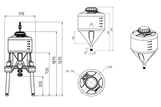 ЦКТ пластиковая 35 литров с подставкой на ножках (комплектация премиум)