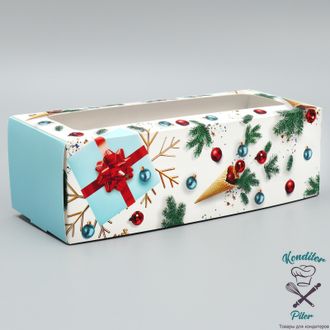 Коробка для кондитерских изделий с окном «Новогодняя», 26 х 10 х 8 см