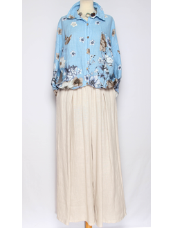 Юбка-брюки "Лён широкие палаццо" св.бежевые р.48-54