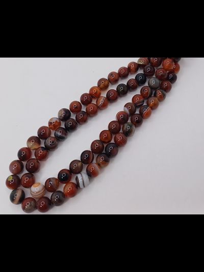 Агат тонированный глазковый  на нити  10мм коричневый