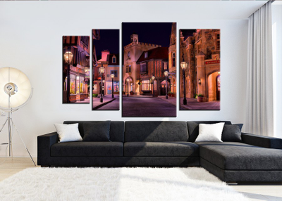 Модульная картина "По ночной улочке"