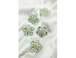 ПУГОВИЦЫ ДЕКОРАТИВНЫЕ СО СТРАЗАМИ, 34 мм. 50 шт. РК-00064. Цвет: салатовый