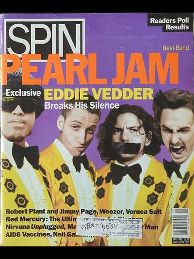 Spin Magazine January 1995 Pearl Jam Cover, Иностранные музыкальные журналы,, Intpressshop
