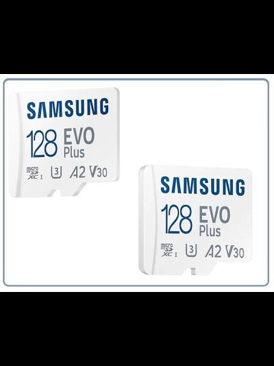 Карта памяти microSDXC UHS-I U3 Samsung EVO PLUS 128 ГБ, 130 МБ/с, Class 10, + переходник SD