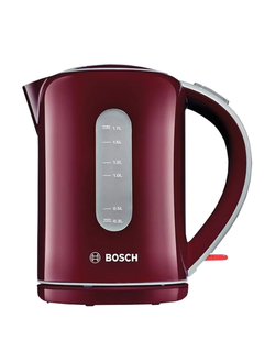 Чайник BOSCH TWK7604, 1,7 л, 2200 Вт, закрытый нагревательный элемент, пластик, красный