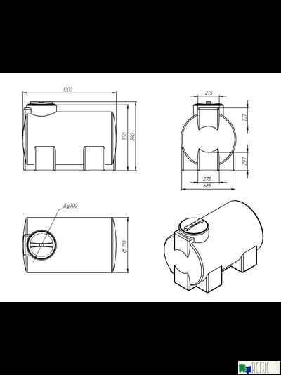 Емкость Экопром ЭВГ Н 500 л черная