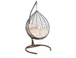 Подвесное кресло ЭВА каркас Коричневый, подушка Бежевая