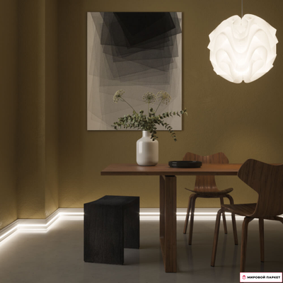 Плинтус напольный МДФ с подсветкой LED EvroWood PN 090 в интерьере