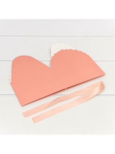 Коробка сборная с бантом (персиковая), 14*14*10см