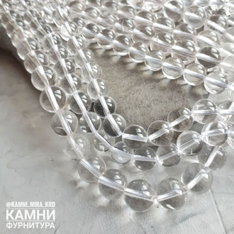 Горный хрусталь чистый, с редкими включениями, шары 6,3-6,5/9,8-10/12 мм, цена за нить 19 см