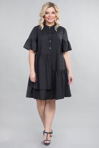 Многослойное летнее платье НВ 1247 черный (46-60)