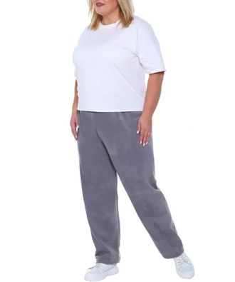 Теплые женские брюки  из флиса большого размер арт. 18237-6668 (Цвет серый) Размеры 66-80
