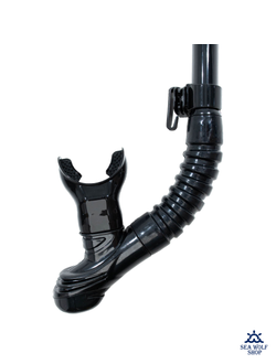 Трубка для дайвинга Marlin DRY DUO BLACK (изогнутая гофра)