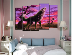 Модульная картина "Зеленоглазый волк"