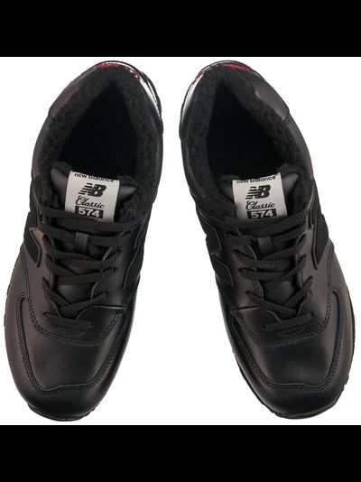 New Balance 574 All Black Leather с мехом
