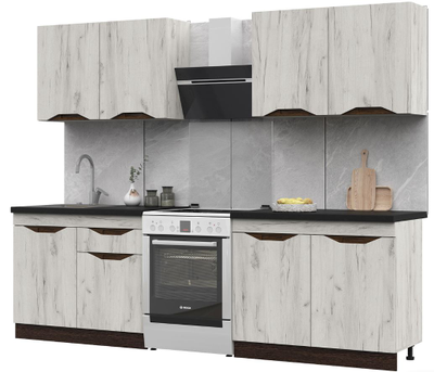 Кухня Паола 2,0 (2000х2160х600) МДФ ВЕНГЕ(тиковое дерево)/ДУБ КРАФТ БЕЛЫЙ