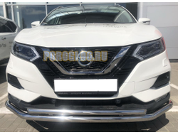 Защита переднего бампера двойная с двумя подгибами d60/42 для Nissan Qashqai (2019-...)