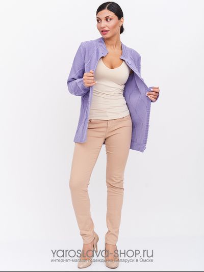 Женский вязанный жакет сиреневого цвета