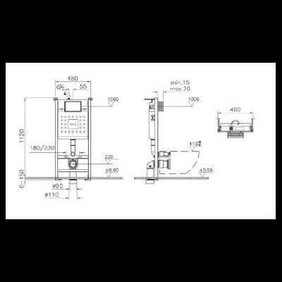 Комплект: подвесного безободкового унитаза SmoothFlush с сиденьем с микролифтом, инсталляцией и кнопкой Root Round глянцевый хром, VitrA Sanibelle, 9878B003-7200