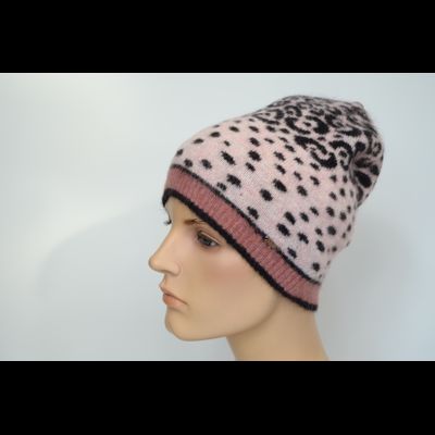Пятнистая вязаная шапка розовая Vizio Италия ZS 8077 CY