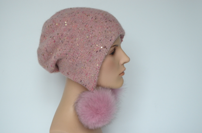 Итальянская шапка ушанка с помпонами Vizio Collezione