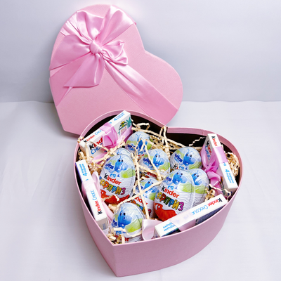 Подарочная коробка большое сердце розовое