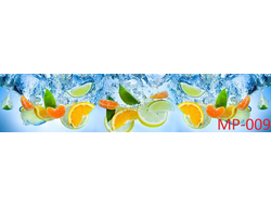 MP-009 ДОЛЬКИ ФРУКТОВ В ВОДЕ Глянцевая стеновая панель ALBICO  2800*610*6мм *