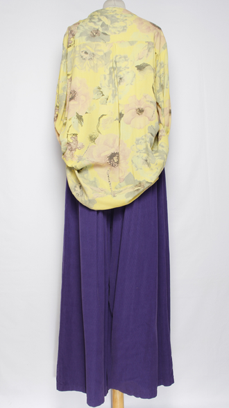 РУБАШКА БОХО "Карман планка пайетки" цветы белая, желтая, фуксия до р.52