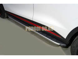 Пороги алюминиевые с пластиковой накладкой (карбон серебро) 1720 мм ТСС для Omoda C5 2022-