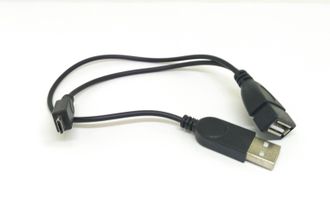 Переходник USB гнездо - micro USB штекер + USB штекер