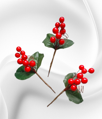 Искусственная веточка "Букетик с ягодками", высота 13 см, цена за 1 веточку