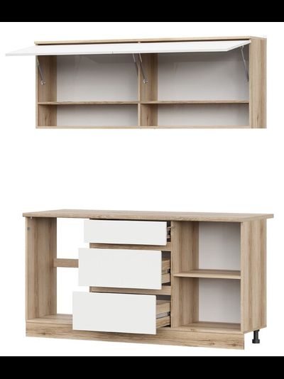 Брауни 1,6м кухонный гарнитур Дуб Делано/Белый