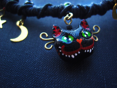 Короткое колье "Нечеширрр", украшение в стиле фэнтези (по мотивам "Алисы в Стране Чудес")