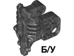 ! Б/У - Bionicle Armor Uniter with 2 Pin Holes on Front, Axle and Pin Holes on Sides, Pearl Dark Gray (24191 / 6138237) - Б/У