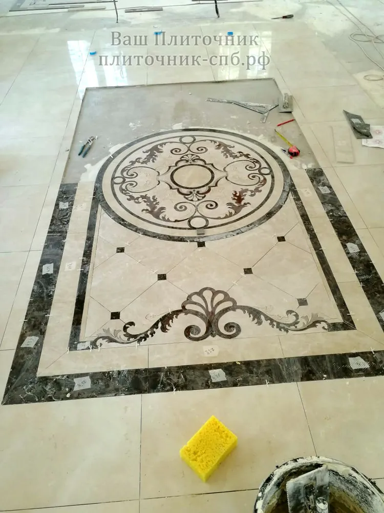 Укладка последующих элементов ковра