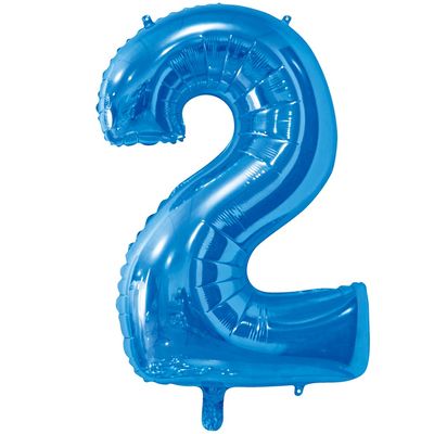 Синяя фольгированная цифра 2